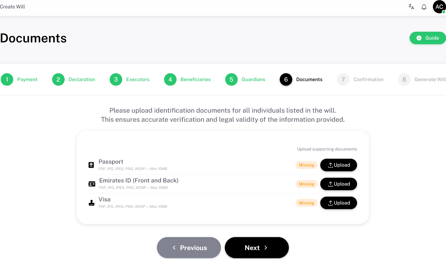 Upload Documents