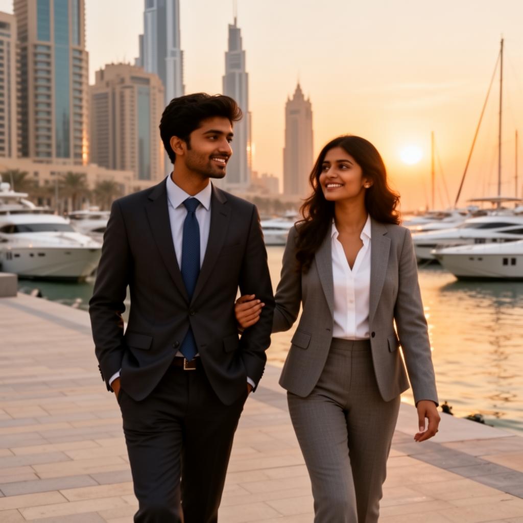 Young professional couple at Dubai Marina